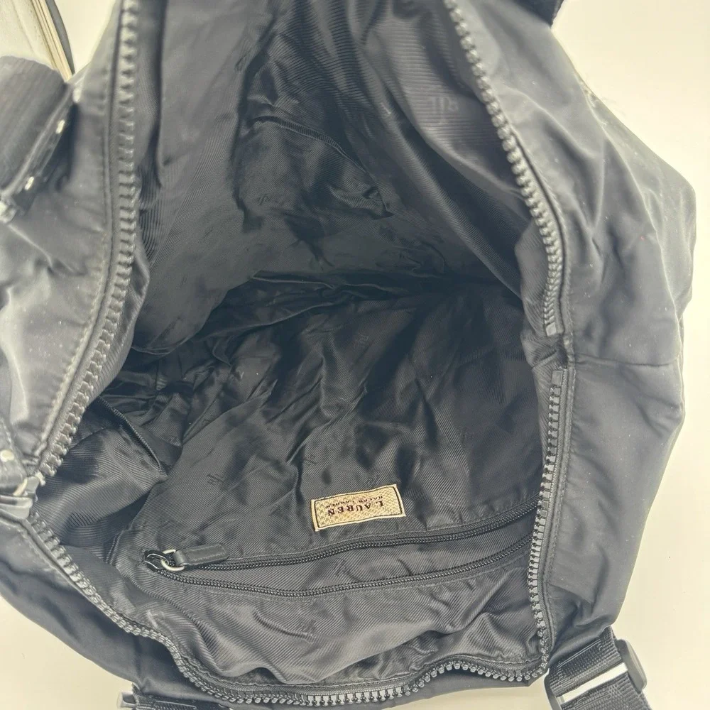 Lauren Ralph Lauren Black Nylon Satchel Shoulder Bag 16x15x7‎ VTG 90s Read